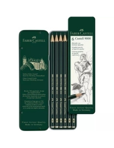 LAPIZ de GRAFITO FABER-CASTELL 9000 ESTUCHE METAL DE 6 SURTIDOS 8B 6B 4B 2B B HB
