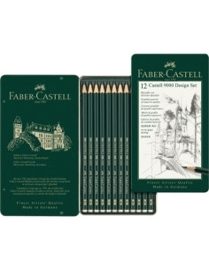 LAPIZ de GRAFITO FABER-CASTELL 9000 SURTIDO ESTUCHE DE 12 5B 4B 3B 2B B HB F H 2H 3H 4H 5H