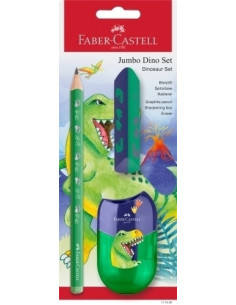 LAPIZ de GRAFITO FABER-CASTELL JUMBO HB DINOSAURIO VERDE blister de 2  AFILA