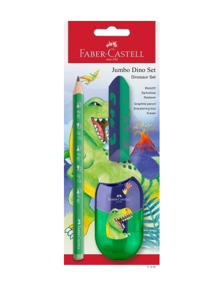 LAPIZ de GRAFITO FABER-CASTELL JUMBO HB DINOSAURIO VERDE blister de 2  AFILA