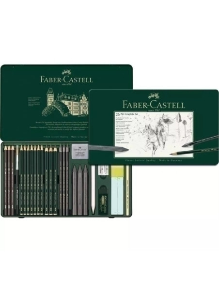 LAPIZ de GRAFITO FABER-CASTELL PITT SURTIDO estuche METAL de 26