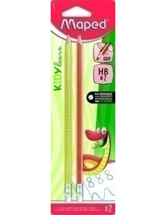 LAPIZ de GRAFITO MAPED DE APRENDIZAJE con GOMA - HB BLISTER de 2