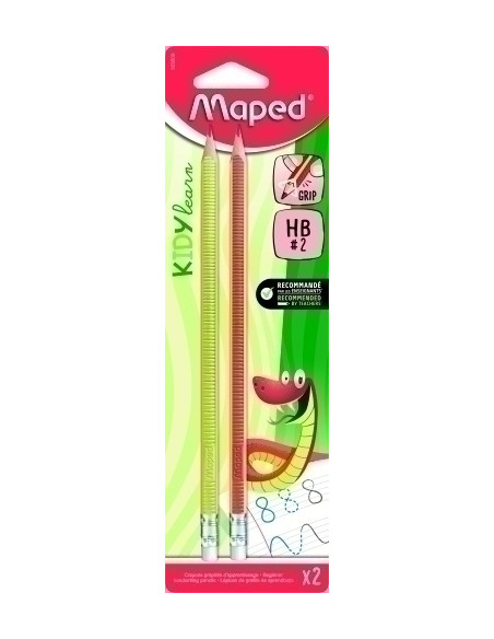 LAPIZ de GRAFITO MAPED DE APRENDIZAJE con GOMA - HB BLISTER de 2