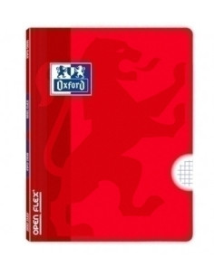 LIBRETA GRAPADA OXFORD SCHOOL OPENFLEX A4 48h CUADRIC4x4 ROJO