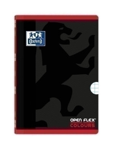 LIBRETA GRAPADA OXFORD SCHOOL OPENFLEX COLOURS A4 48h CON BANDA CUADRIC5x5 ROJO