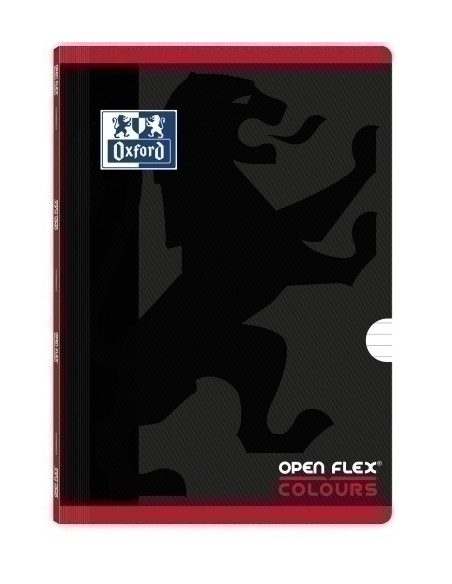 LIBRETA GRAPADA OXFORD SCHOOL OPENFLEX COLOURS A4 48h CON BANDA HORIZONTAL ROJO