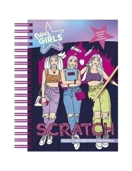 LIBRO SUPER GIRLS NEON SCRATCH ART
