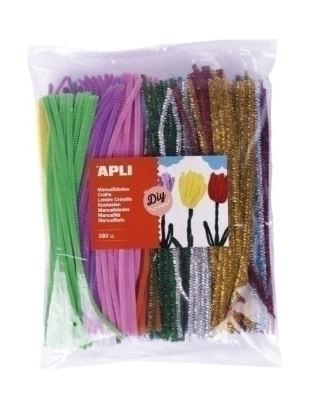 LIMPIA PIPAS VARILLA APLI COLORES SURTIDOS 30 cm BOLSA de 360