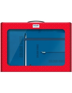 MALETIN REGALO DOHE COLOUR VIBES MOCHILA  CARPEBLOC  PORTATODO TRIPLE AZUL