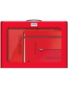 MALETIN REGALO DOHE COLOUR VIBES MOCHILA  CARPEBLOC  PORTATODO TRIPLE ROJO