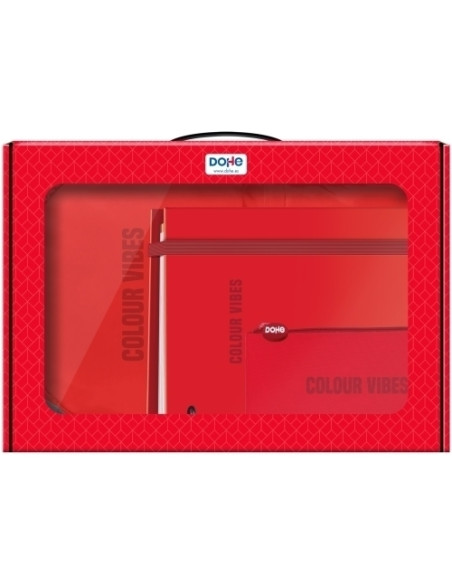 MALETIN REGALO DOHE COLOUR VIBES MOCHILA  CARPEBLOC  PORTATODO TRIPLE ROJO
