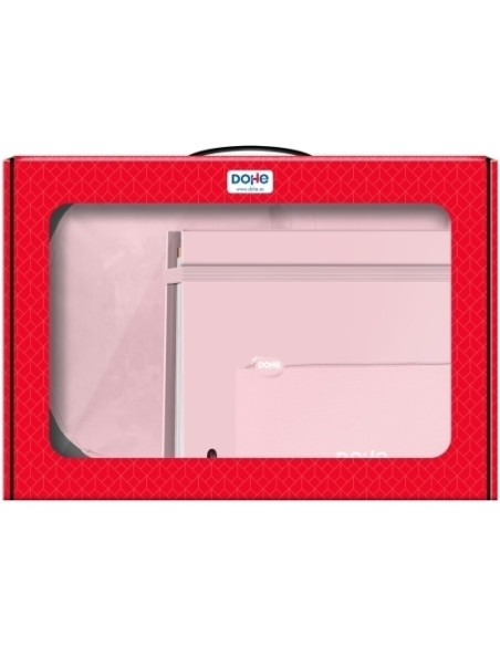 MALETIN REGALO DOHE SERENITY MOCHILA  CARPEBLOC  PORTATODO TRIPLE ROSA