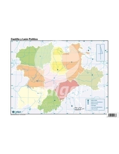 MAPA MUDO EDIGOL COLOR POLITICO CASTILLA-LEON
