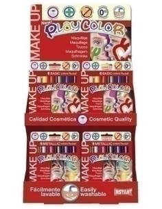 MAQUILLAJE PLAYCOLOR MAKE UP POCKET de  5 g EXPOSITOR de 24 UNIDADES 12x BASIC  12x METALLIC