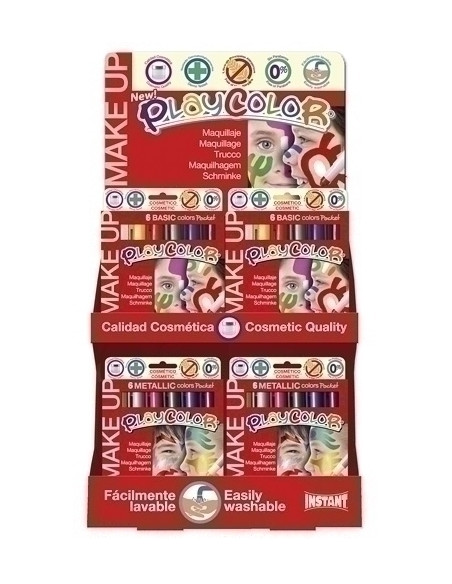 MAQUILLAJE PLAYCOLOR MAKE UP POCKET de  5 g EXPOSITOR de 24 UNIDADES 12x BASIC  12x METALLIC