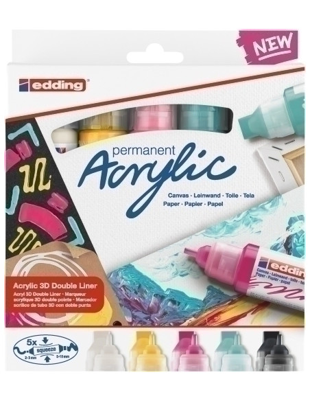 MARCADOR ACRYLIC EDDING 5400 3D DOBLE PUNTA 2-35-10 mm SURTIDO estuche de 5