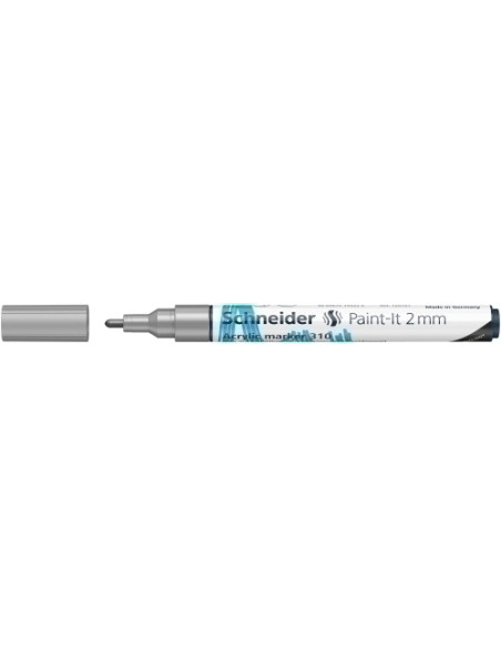 MARCADOR ACRYLIC SCHNEIDER PAINT-IT 310 CONICO 2 mm PLATA