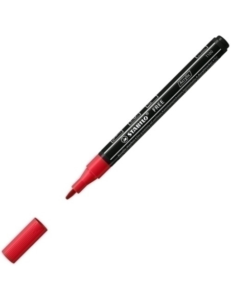 MARCADOR ACRYLIC STABILO FREE T100 ARTY LINE 1-2 mm CARMIN 748