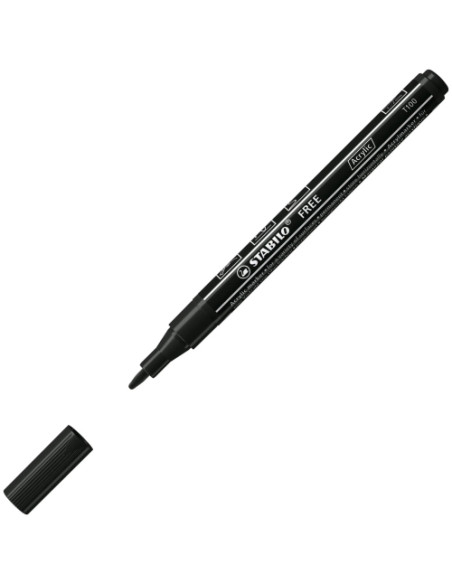 MARCADOR ACRYLIC STABILO FREE T100 ARTY LINE 1-2 mm NEGRO 746