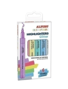 MARCADOR FLUOR ALPINO COLOR EXPERIENCE GLITTER ESTUCHE de 6