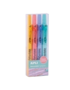 MARCADOR FLUOR APLI RETRACTABLE PASTEL SURTIDO BLISTER DE 4