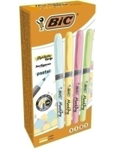 MARCADOR FLUOR BIC BRITE LINER GRIP PASTEL CAJA DE 12