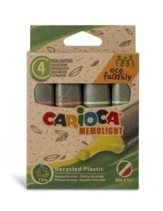 MARCADOR FLUOR CARIOCA MEMOLIGHT ECO ESTUCHE de 4