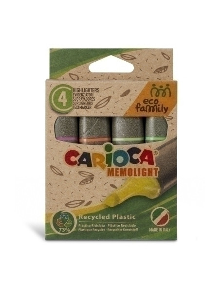 MARCADOR FLUOR CARIOCA MEMOLIGHT ECO ESTUCHE de 4
