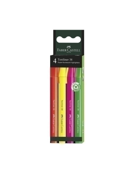 MARCADOR FLUOR FABER-CASTELL TEXTLINER 38 PACK DE 4