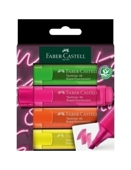 MARCADOR FLUOR FABER-CASTELL TEXTLINER 46 estuche 4 GenZ