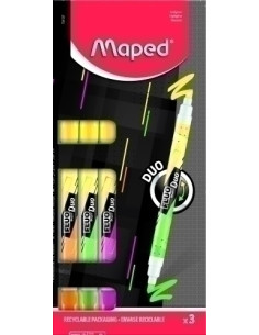 MARCADOR FLUOR MAPED FLUO DUO BLISTER DE 3