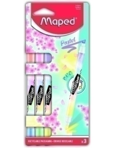 MARCADOR FLUOR MAPED FLUO DUO PASTEL BLISTER DE 3