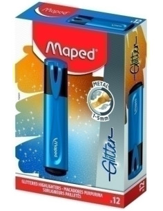 MARCADOR FLUOR MAPED FLUO GLITTER  AZUL METALIZADO