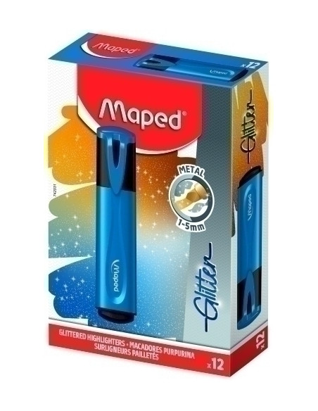 MARCADOR FLUOR MAPED FLUO GLITTER  AZUL METALIZADO