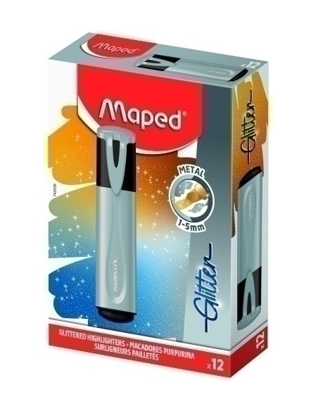 MARCADOR FLUOR MAPED FLUO GLITTER  PLATA