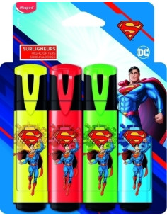 MARCADOR FLUOR MAPED SUPERMAN PACK de 4