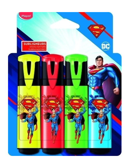 MARCADOR FLUOR MAPED SUPERMAN PACK de 4
