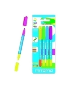 MARCADOR FLUOR MITAMA DOBLE PUNTA NEON ESTUCHE de 4
