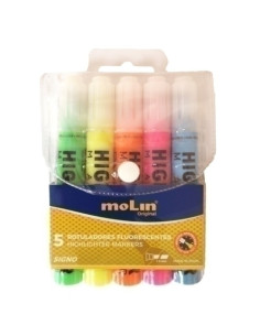 MARCADOR FLUOR MOLIN SIGNO BOLSA DE 5 COLORES