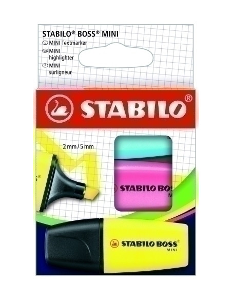 MARCADOR FLUOR STABILO BOSS MINI ESTUCHE DE 3