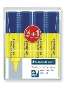 MARCADOR FLUOR STAEDTLER 364 TEXTSURFER CLASSIC AMARILLO ESTUCHE de 4 31 REGALO