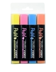 MARCADOR FLUOR TRATTO VIDEO PASTEL SURTIDO CAJA de 4
