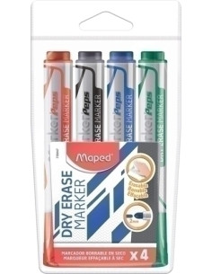 MARCADOR MAPED BORRABLE JUMBO MULTI SUPERFICIE CONICO 2 mm SURTIDO BLISTER DE 4