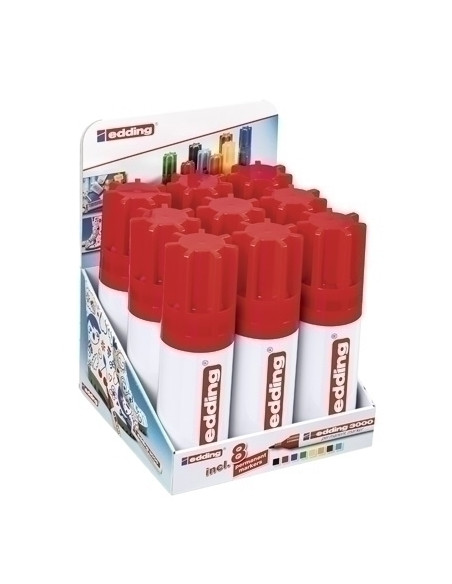 MARCADOR PERMANENTE EDDING 3000 CONICO PORTATODO METALICO de 8 UNIDADES SURTIDO