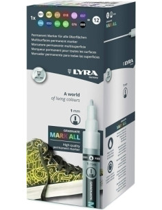 MARCADOR PERMANENTE LYRA GRADUATE MARK ALL CONICO 10 mm SURTIDO ESTUCHE DE 12