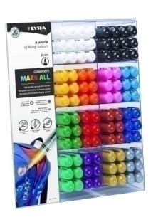 MARCADOR PERMANENTE LYRA GRADUATE MARK ALL CONICO 20 mm SURTIDO EXPOSITOR DE 192