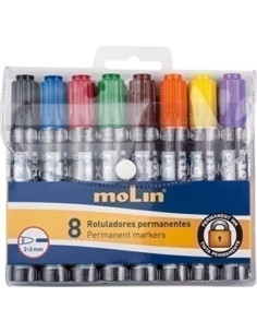 MARCADOR PERMANENTE MOLIN RTP230 CONICO BOLSA DE 8