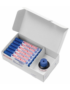 MARCADOR PIZARRA EDDING 660 CONICO  AZUL CAJA PROMOCIONAL DE 20 Regalo bote tinta para rotulador de pizarra BTK25 25ml azul
