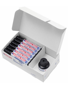 MARCADOR PIZARRA EDDING 660 CONICO  NEGRO CAJA PROMOCIONAL DE 20 Regalo bote tinta para rotulador de pizarra BTK25 25ml negro