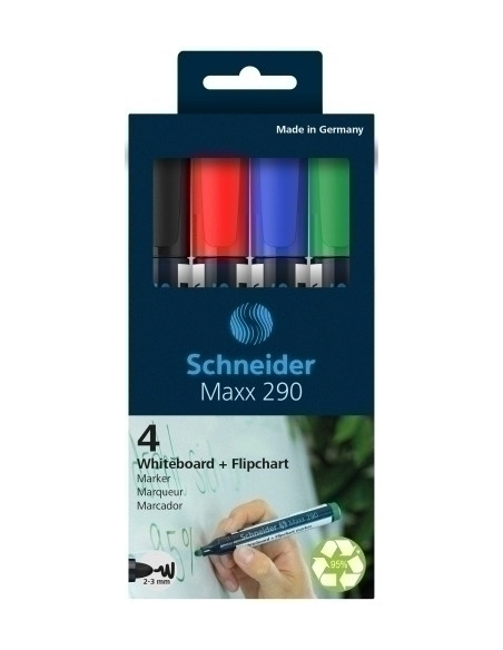 MARCADOR PIZARRA SCHNEIDER MAXX 290 CONICO ESTUCHE de 4